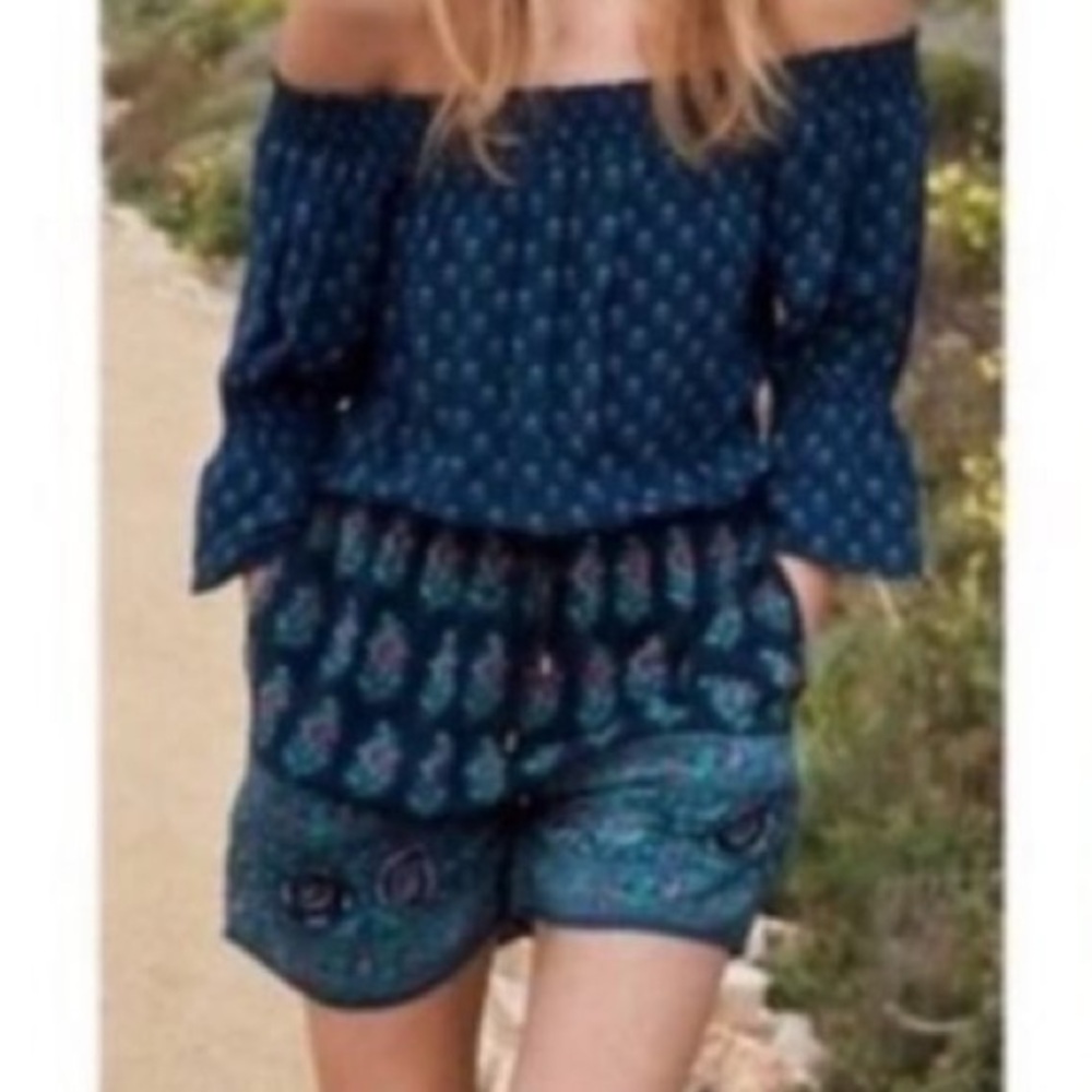Anthropologie Ett Twa Kaleo Floral Off-The-Shoulder Romper Size L